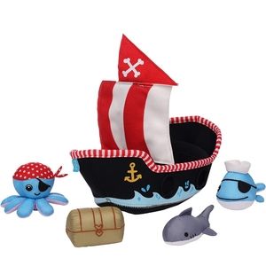 Manhattan Toy Neoprene Pirate Ship 5 Piece Floating Spill n Fill Bath Toy